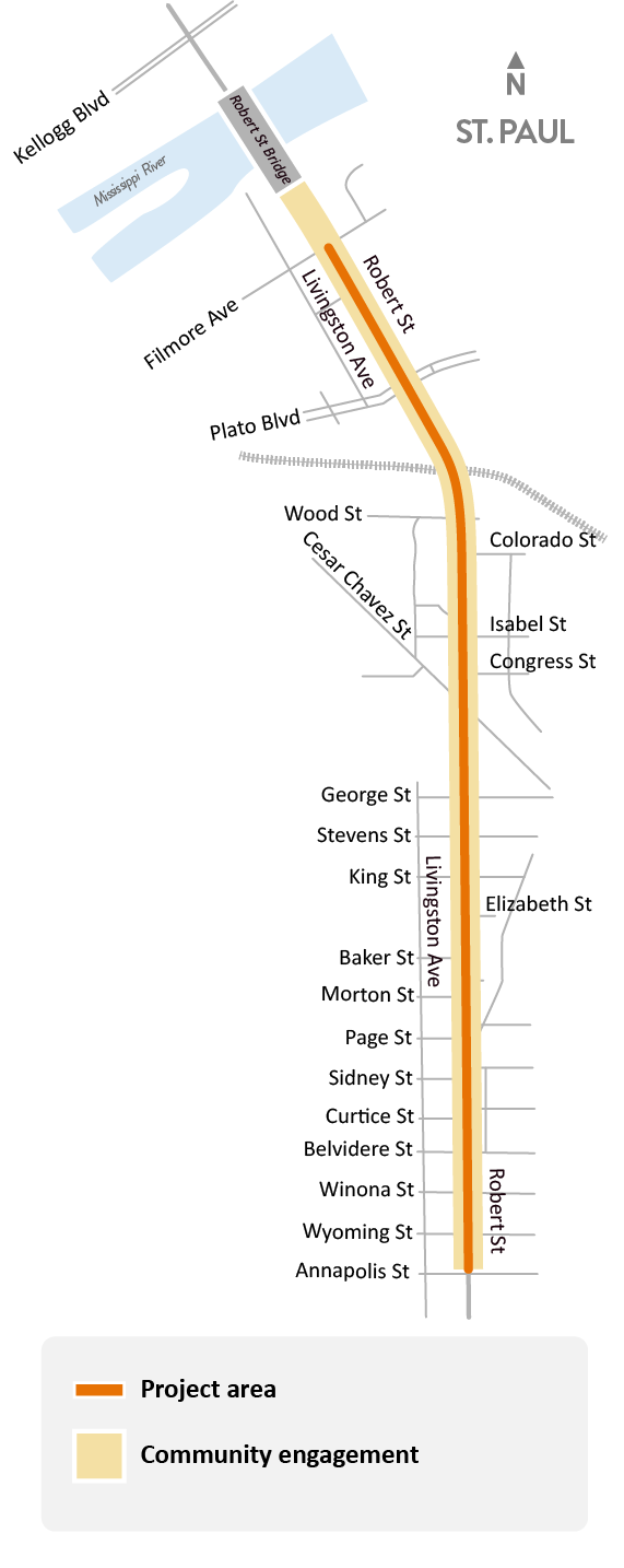 Hwy 3/Robert Street in St. Paul project location map