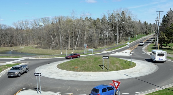 roundabout with cars
